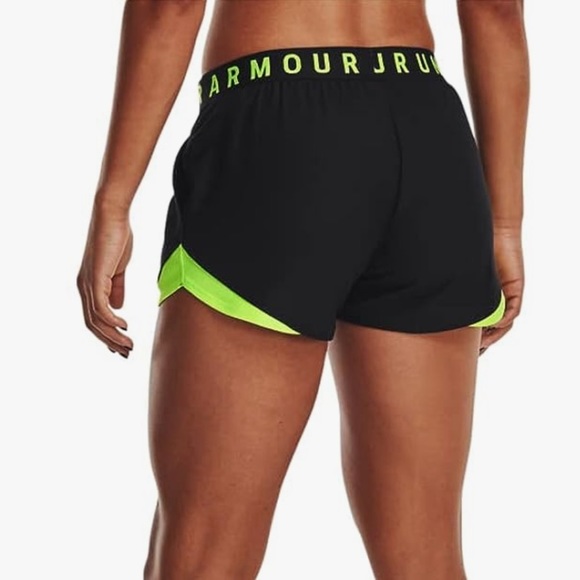 ✅Under Armour Women's Play Up Shorts 3.0 Black/Lime Surge - Picture 2 of 5